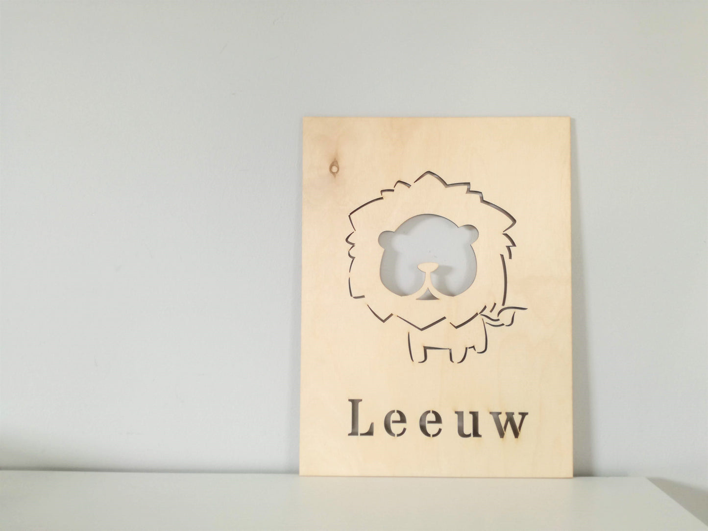Wooden poster with lion