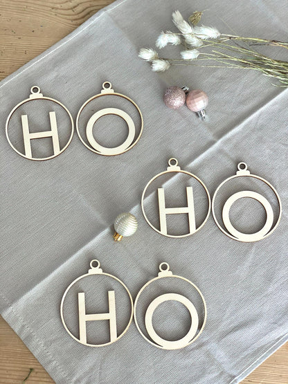 Kerstboomhangers - Houten kerstbal met letter