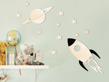 Houten wanddecoratie voor kinderkamer -  kosmos