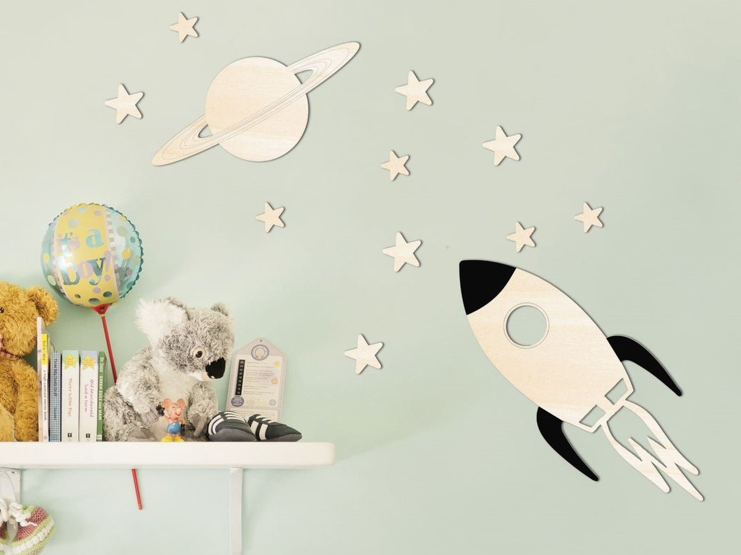 Wooden wall decoration for children's room - cosmos
