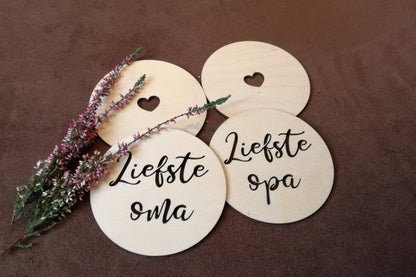 Houten onderzetters - Liefste Oma - Liefste Opa