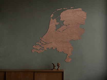 Laser-cut wooden map of Netherland