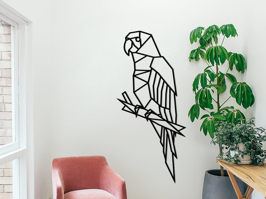 Houten wanddecoratie - Geometrisch Papegaai