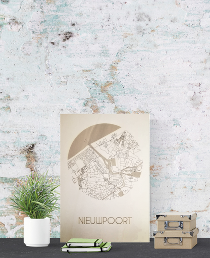 Houten wanddecoratie - Houten stadkaart