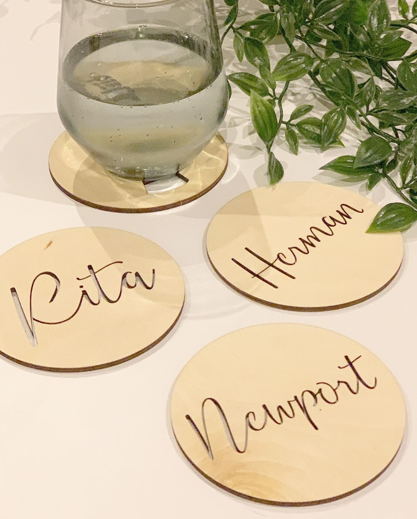Personalized wooden coasters with name