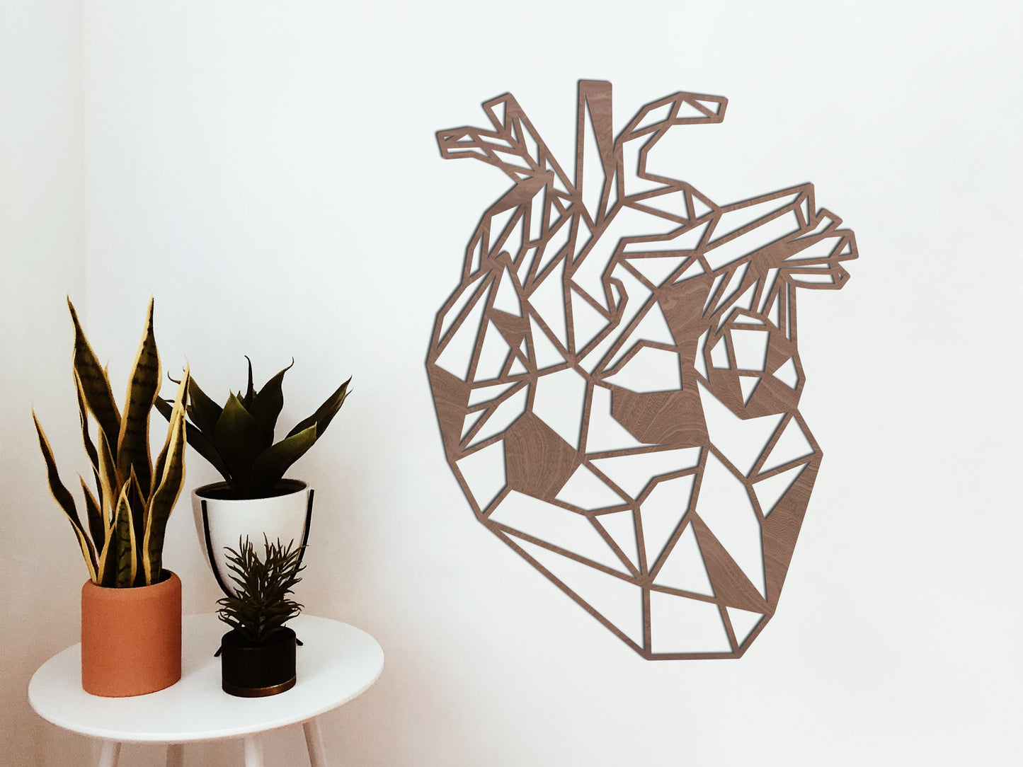 Houten wanddecoratie - Geometrisch Anatomisch Hart