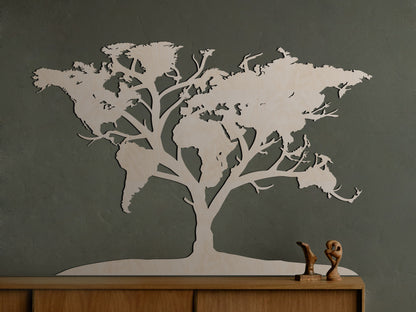 Houten wereldkaart - Wereldboom