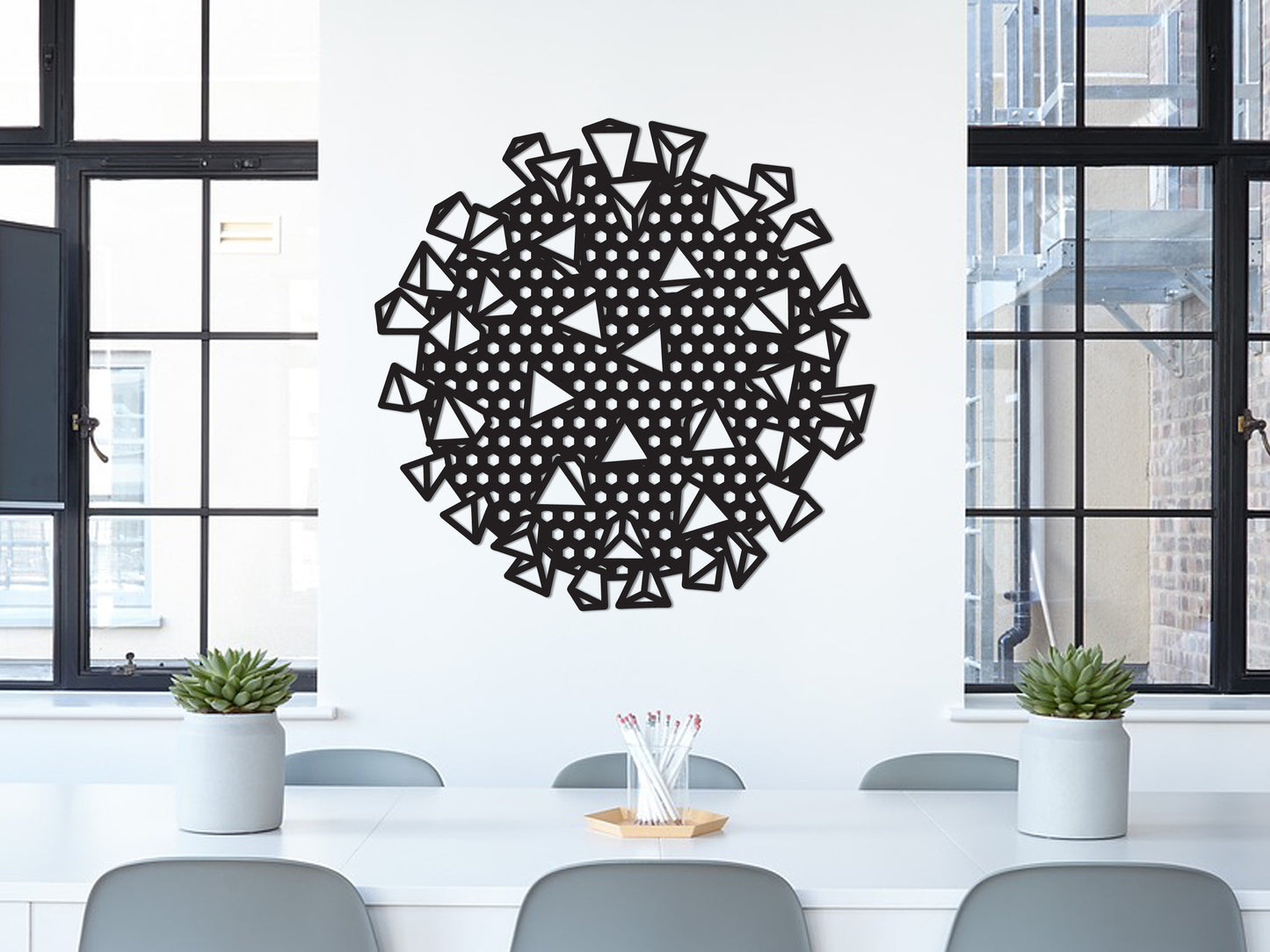 Houten wanddecoratie - Geometrisch Virus Wall Art