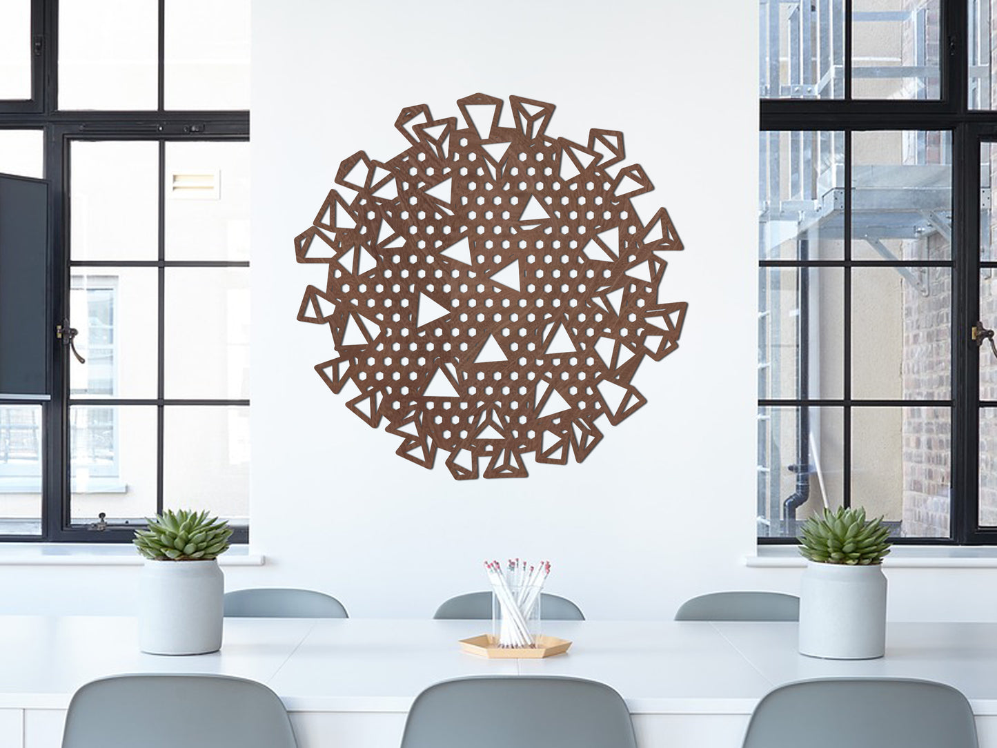 Houten wanddecoratie - Geometrisch Virus Wall Art
