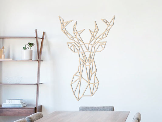 Wooden Wall Decor - Geometric Deer Head (Asymmetrical)