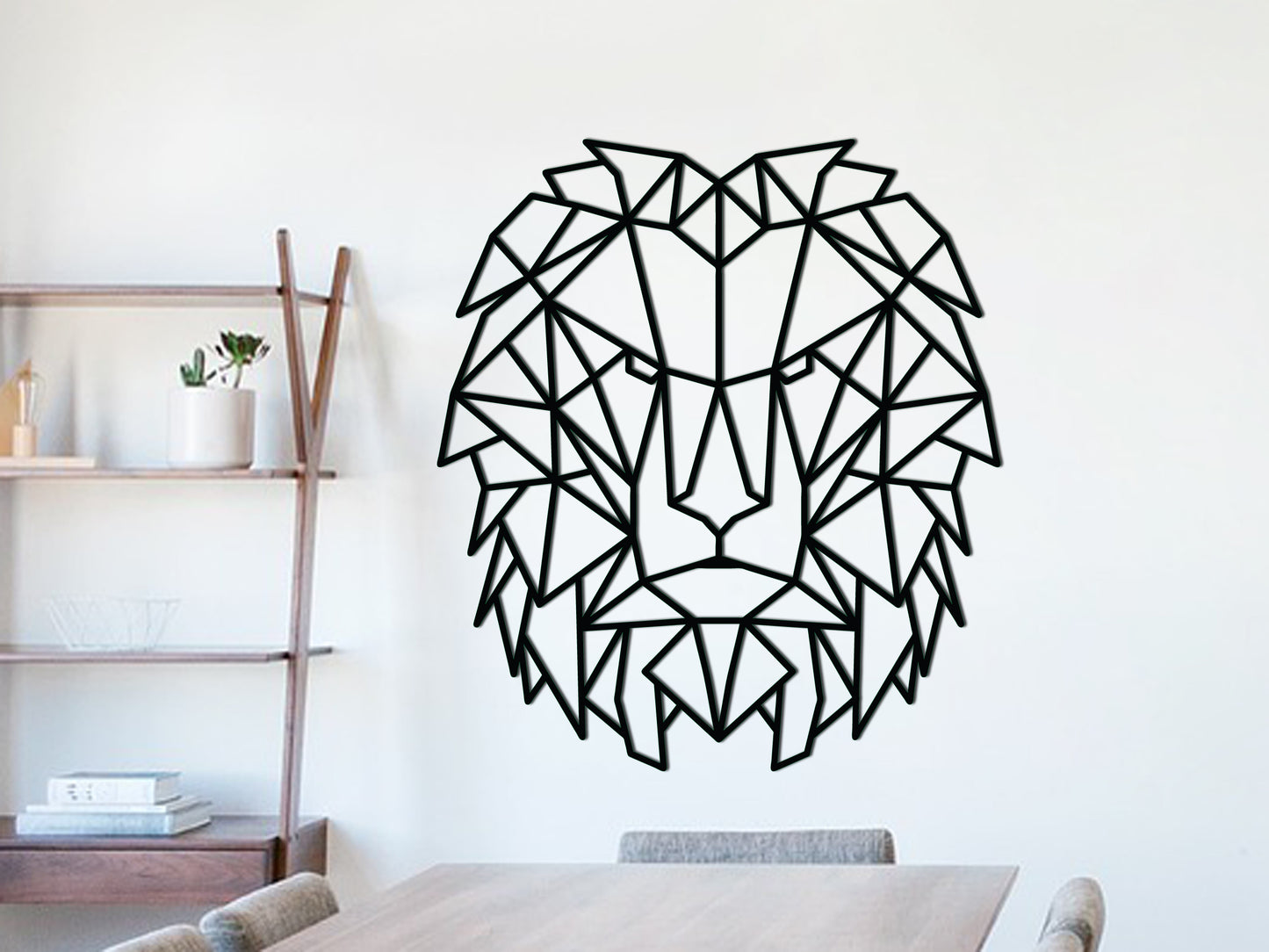 Houten wanddecoratie - Geometrische Leeuw