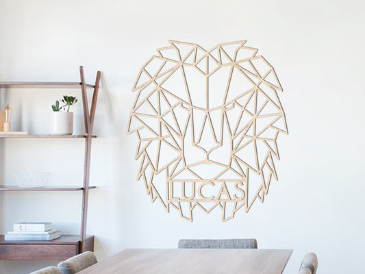 Wooden Wall Decoration - Geometric Lion