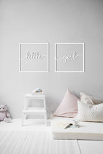 HOUTEN WANDDECORATIE / WOODEN WALL DECORATION - MUURDECORATIE VOOR DE KINDERKAMER / WALL ART FOR KID'S ROOM - WANDTEKST KADER / WALL TEXT FRAME: Little girl - 40cm x 40cm - WIT / WHITE - WANDFIGUUR - SLAAPKAMER - BABYKAMER - QUOTE / MUURTEKST