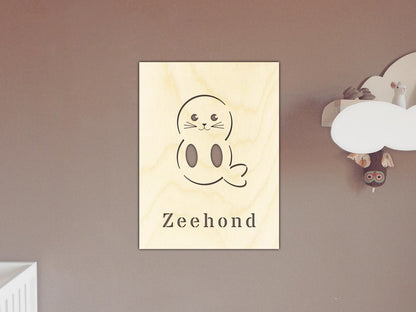 Houten poster met zeehond