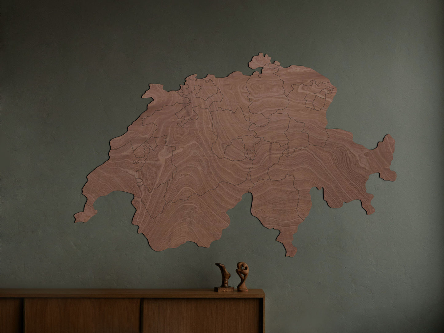 Houten landkaart - Zwitserland