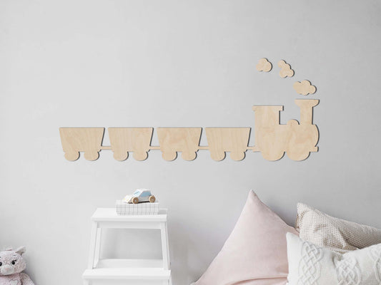 Wooden wall decoration - Train with wagons