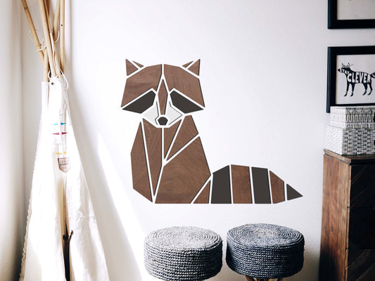 Wooden wall decoration – Raccoon origami