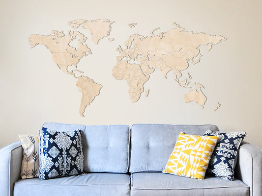 REIZEN - salon / living / trendy / style / vacances / on the road / decor / travel / for traveller / woonkamer / wonen / trendy / stijl /salon / séjour / tendance / styleHOUTEN WANDDECORATIE / WOODEN WALL DECORATION - MUURDECORATIE / WALL ART - WERELDKAART / WORLD MAP - 150cm x 74cm - DONKER HOUT / DARK WOOD - ATLAS - STIJLVOL EN TRENDY WOONKAMER - AARDE - CONTINENTEN - AARDRIJKSKUNDE 