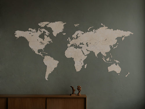 Houten wanddecoratie - De houten wereldkaart